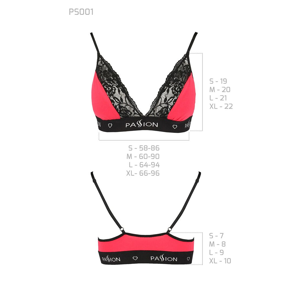 Passion (Польща) Еластичний топ з мереживом Passion PS001 TOP XL, red-black