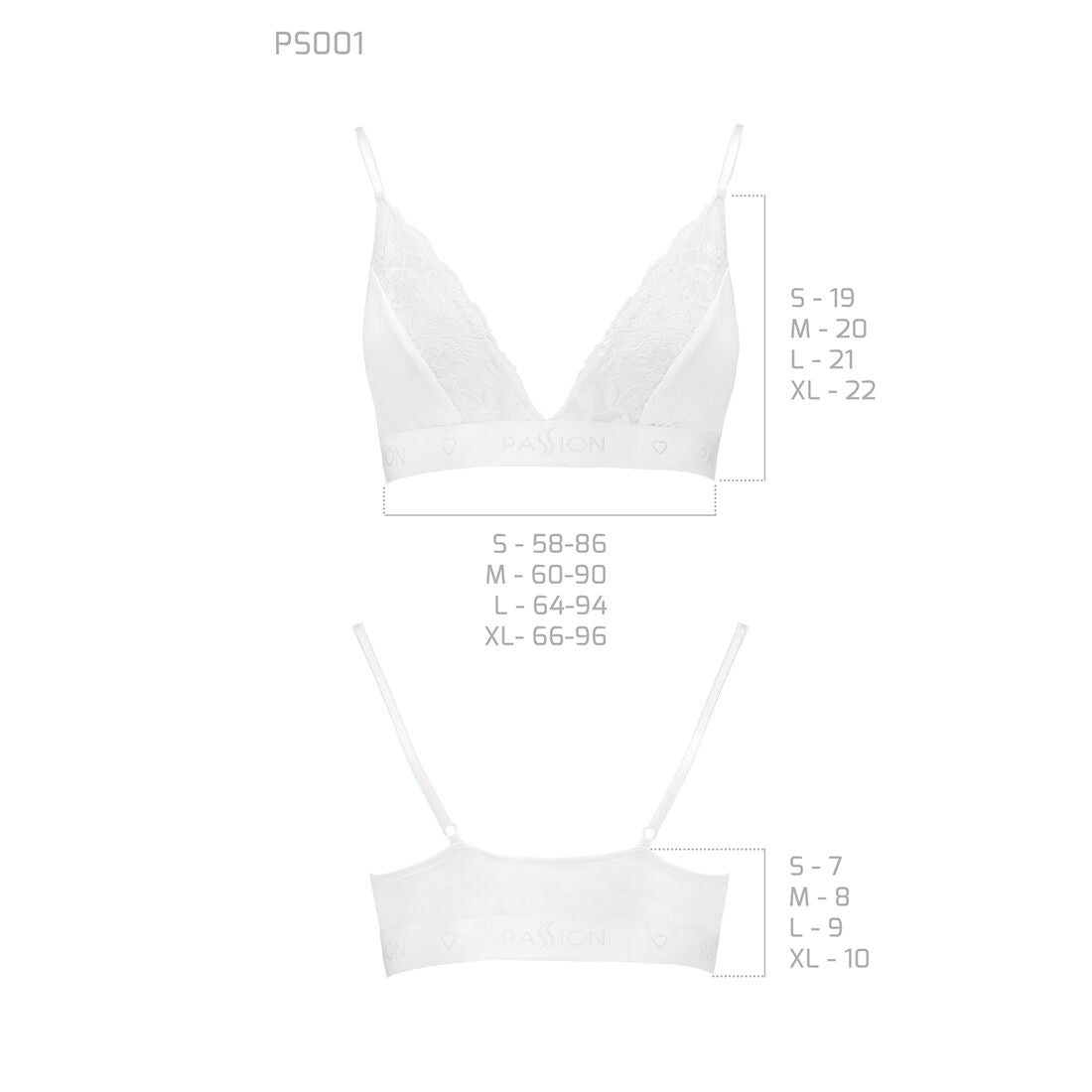 Passion (Польща) Еластичний топ з мереживом Passion PS001 TOP L, white
