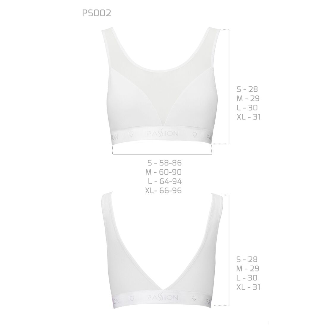 Passion (Польща) Топ з прозорою вставкою Passion PS002 TOP L, white