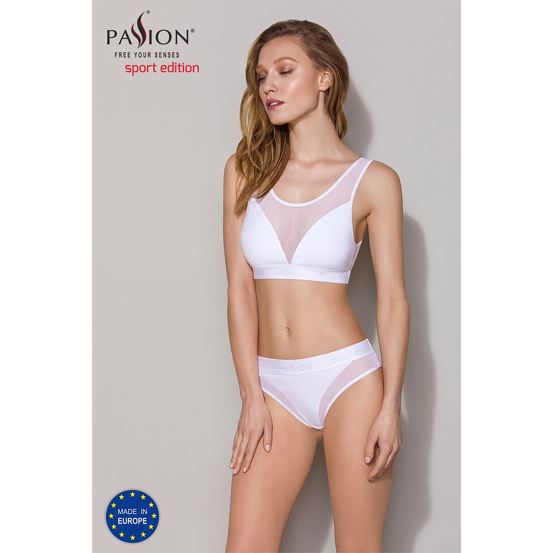 Passion (Польща) Топ з прозорою вставкою Passion PS002 TOP M, white
