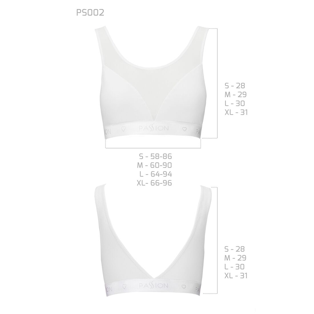 Passion (Польща) Топ з прозорою вставкою Passion PS002 TOP M, white