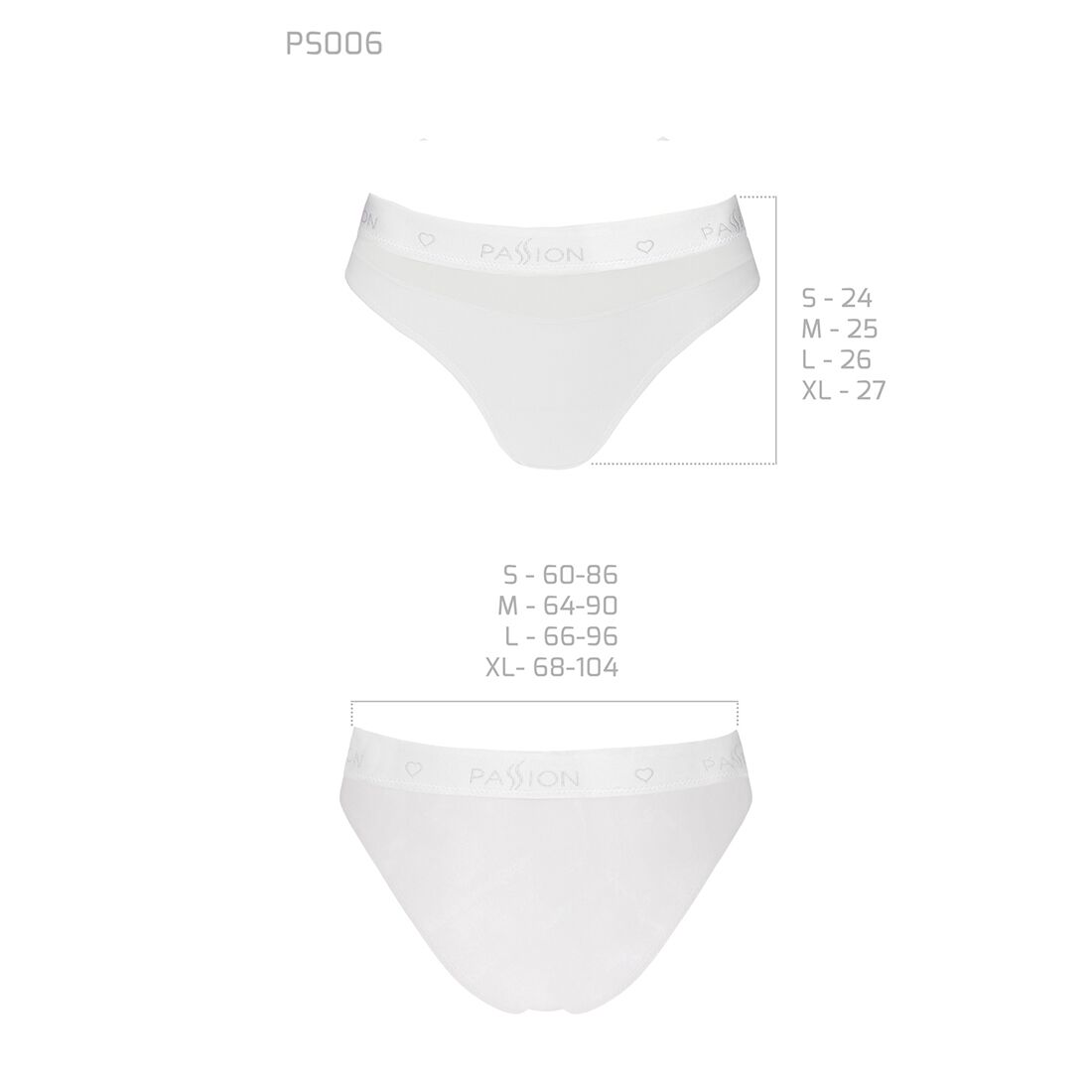 Passion (Польща) Трусики з прозорою вставкою Passion PS006 PANTIES XL, white