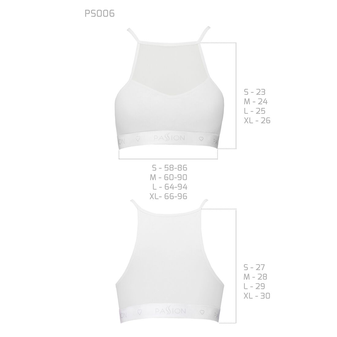 Passion (Польща) Спортивний топ з прозорою вставкою Passion PS006 TOP M, white