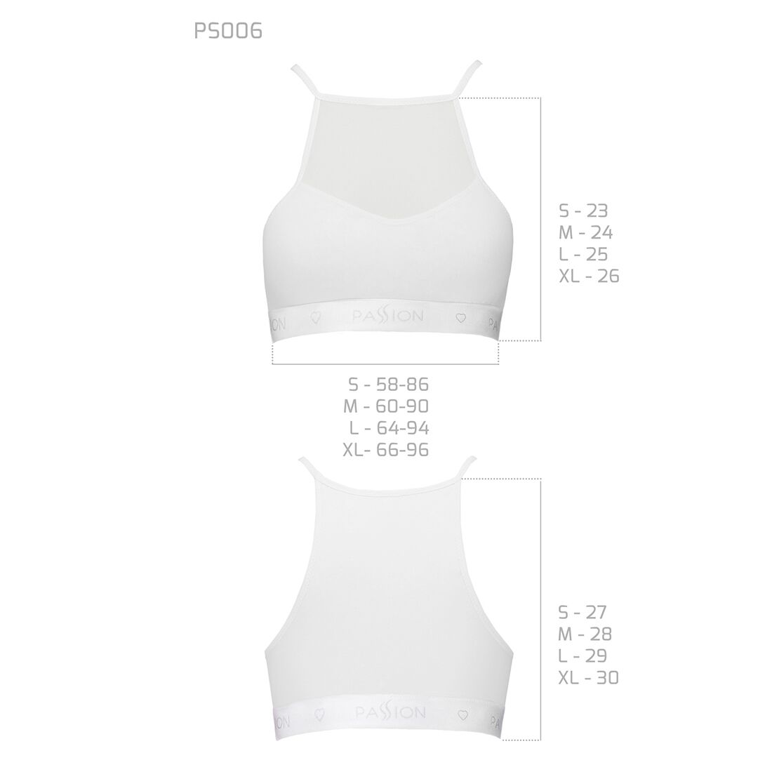 Passion (Польща) Спортивний топ з прозорою вставкою Passion PS006 TOP S, white