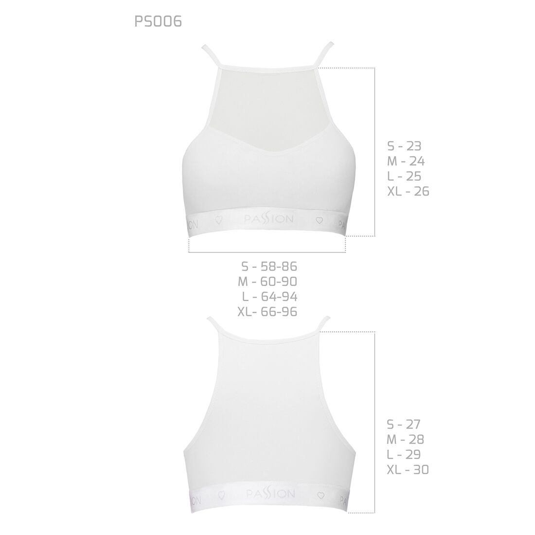 Passion (Польща) Спортивний топ з прозорою вставкою Passion PS006 TOP XL, white