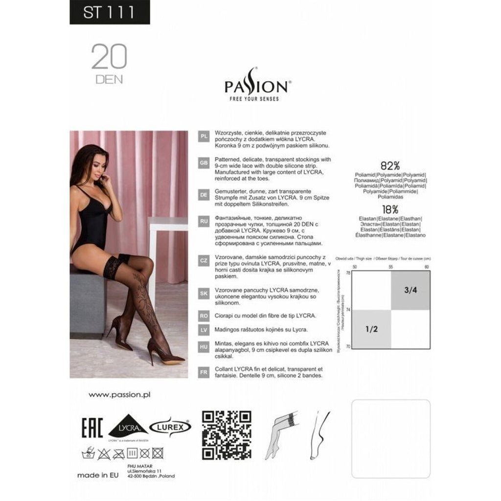 Passion (Польща) Чорні панчохи з ефектом тату Passion ST111 1/2 (20 den), nero