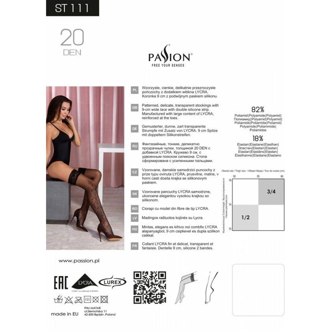 Passion (Польща) Чорні панчохи з ефектом тату Passion ST111 1/2 (20 den), nero
