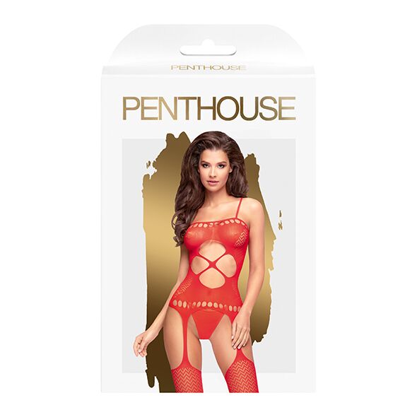 Penthouse (Німеччина) Бодістокінг з вирізом на животику Penthouse - Hot Nightfall Red S/L