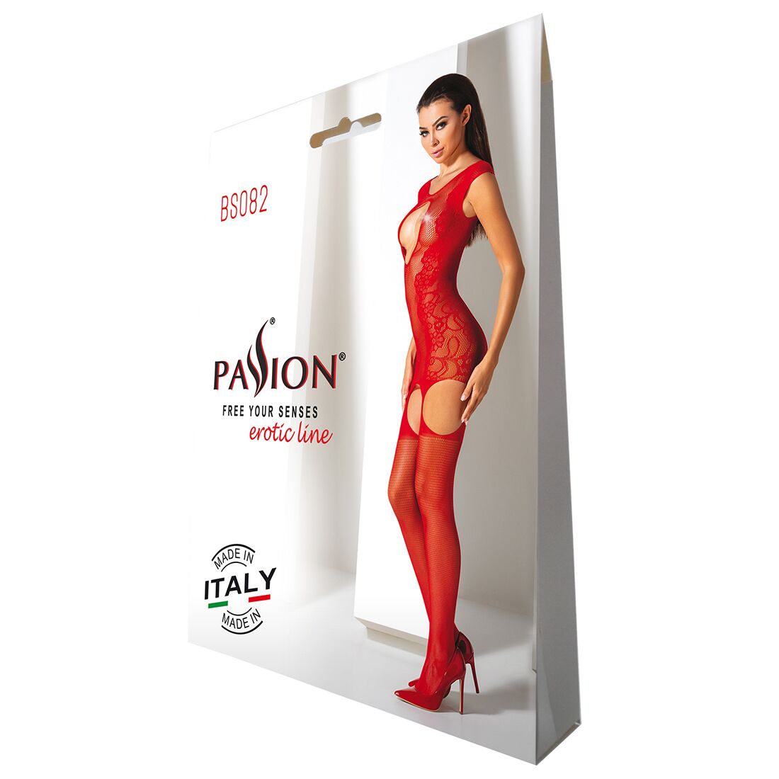 Passion (Польща) Ажурний бодістокінг з панчохами Passion BS082 red