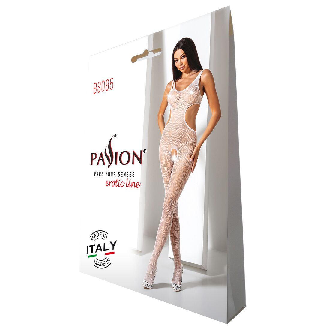 Passion (Польща) Еротичний бодістокінг з малюнком Passion BS085 white