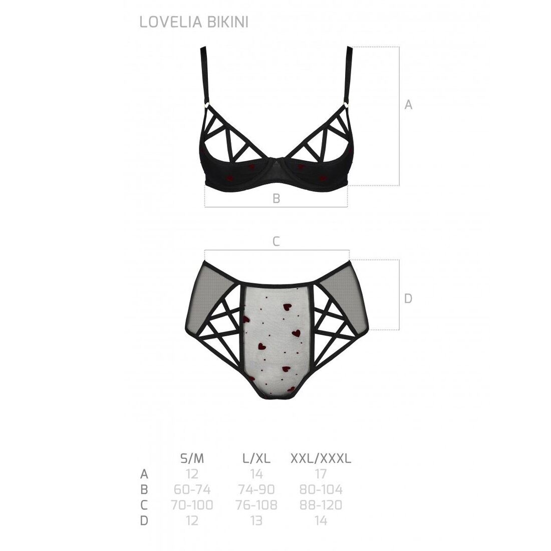 Passion (Польща) Еротичний комплект з малюнком Passion LOVELIA BIKINI S/M, black