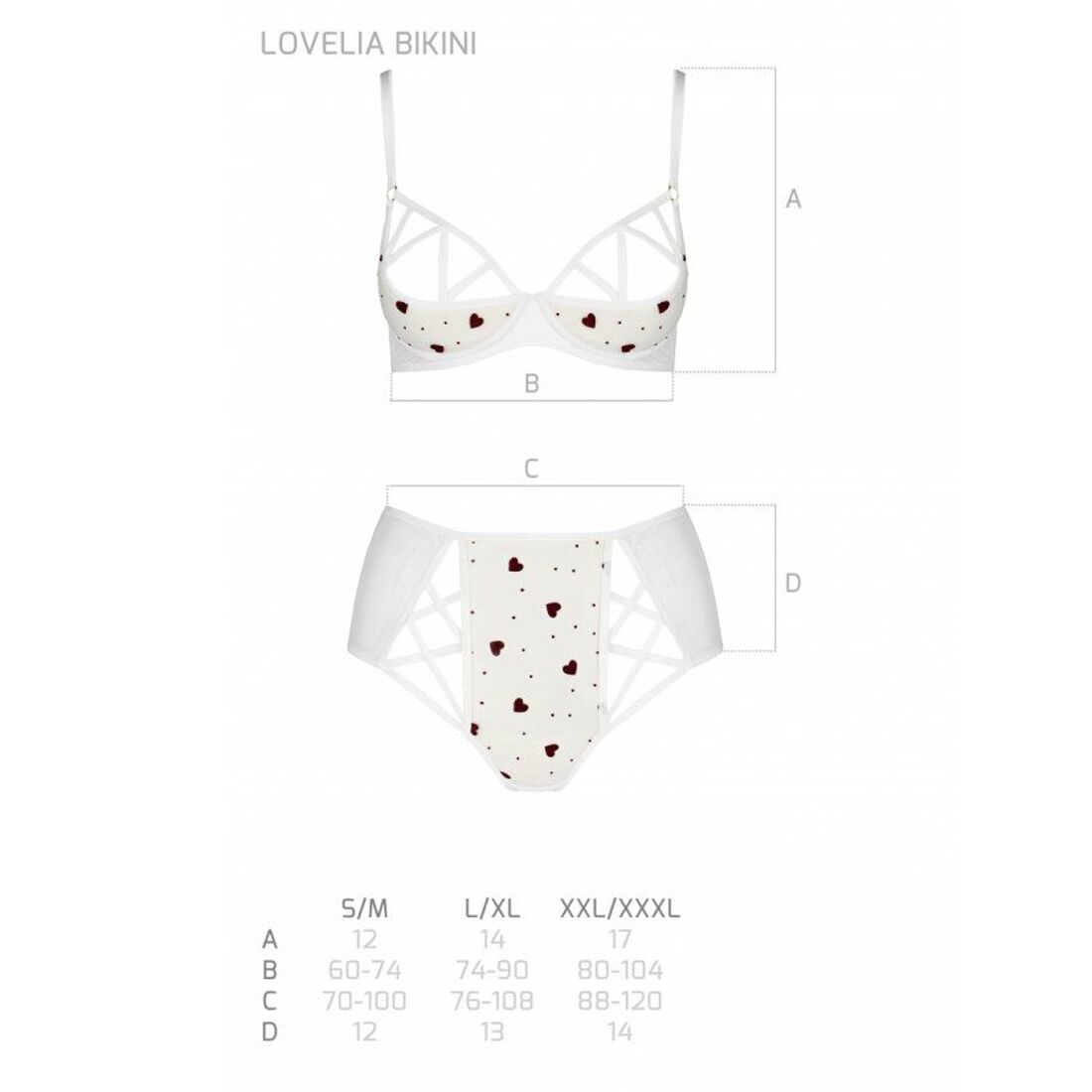 Passion (Польща) Еротичний комплект з малюнком Passion LOVELIA BIKINI XXL/XXXL, white