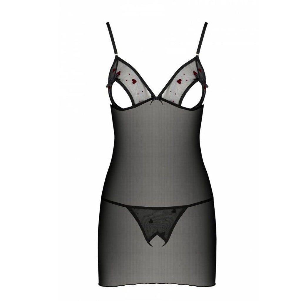 Passion (Польща) Сорочка з вирізами на грудях, стрінги Passion LOVELIA CHEMISE S/M, black