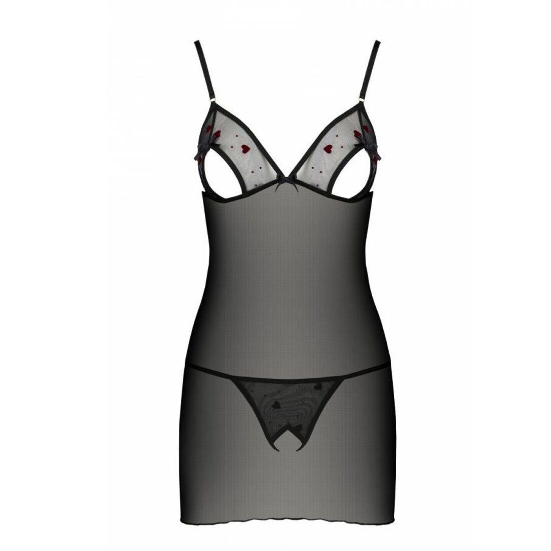 Passion (Польща) Сорочка з вирізами на грудях, стрінги Passion LOVELIA CHEMISE S/M, black