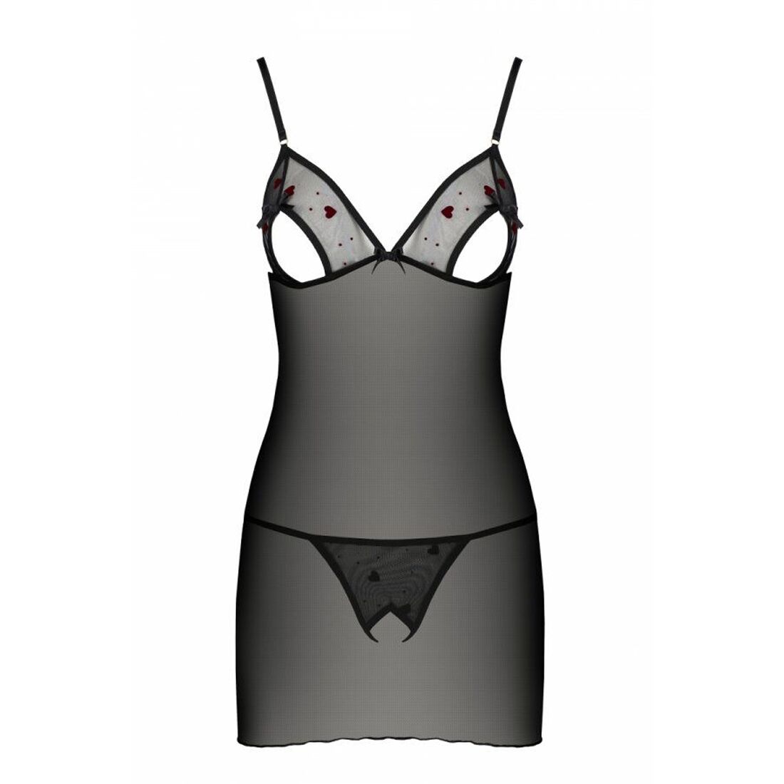 Passion (Польща) Сорочка з вирізами на грудях, стрінги Passion LOVELIA CHEMISE XXL/XXXL, black