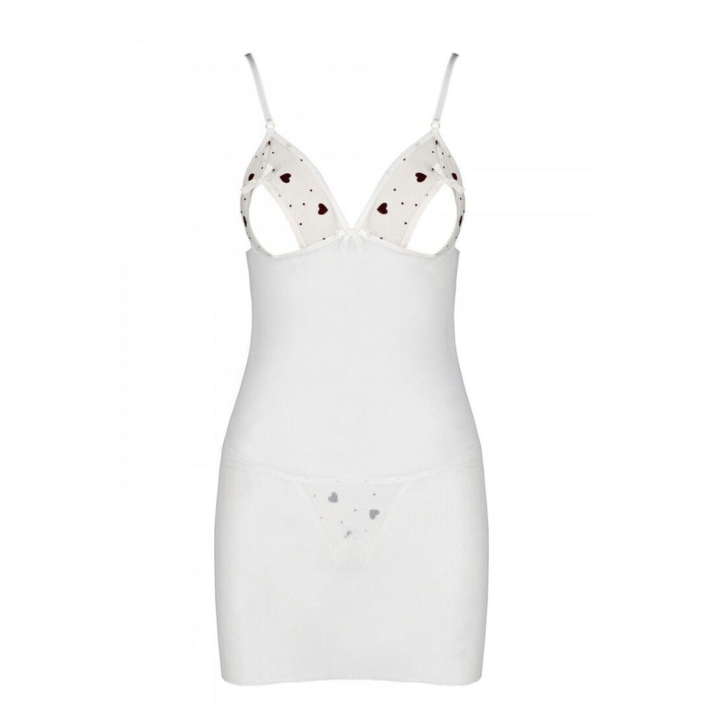 Passion (Польща) Сорочка з вирізами на грудях, стрінги Passion LOVELIA CHEMISE XXL/XXXL, white