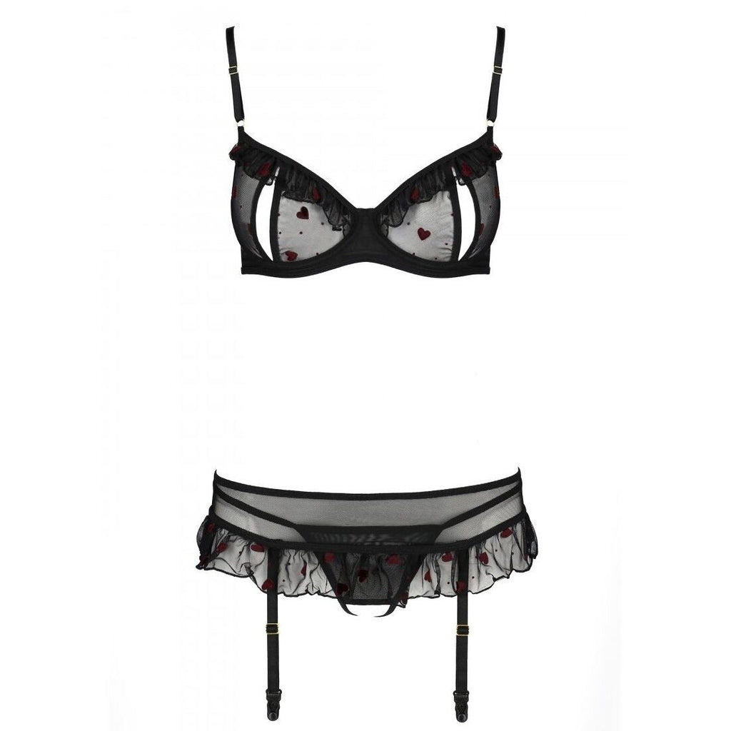 Passion (Польща) Сексуальний комплект з поясом для панчіх Passion LOVELIA SET L/XL, black