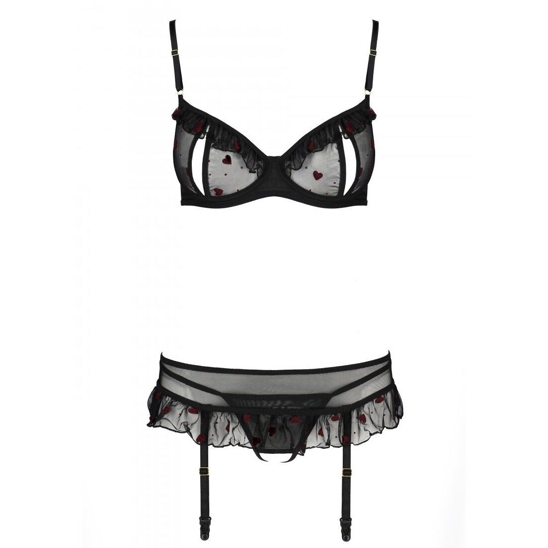 Passion (Польща) Сексуальний комплект з поясом для панчіх Passion LOVELIA SET L/XL, black