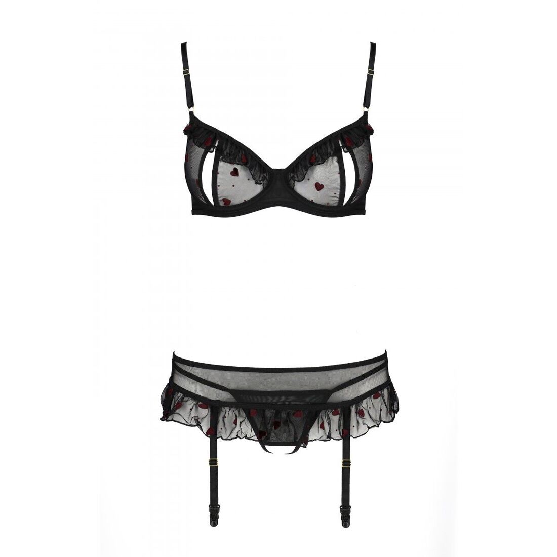 Passion (Польща) Сексуальний комплект з поясом для панчіх Passion LOVELIA SET S/M, black