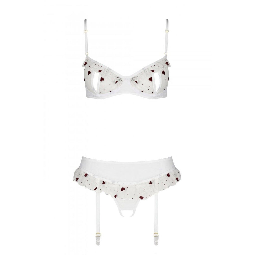 Passion (Польща) Сексуальний комплект з поясом для панчіх Passion LOVELIA SET L/XL, white