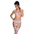 Passion (Польща) Сексуальний комплект з поясом для панчіх Passion LOVELIA SET S/M, white