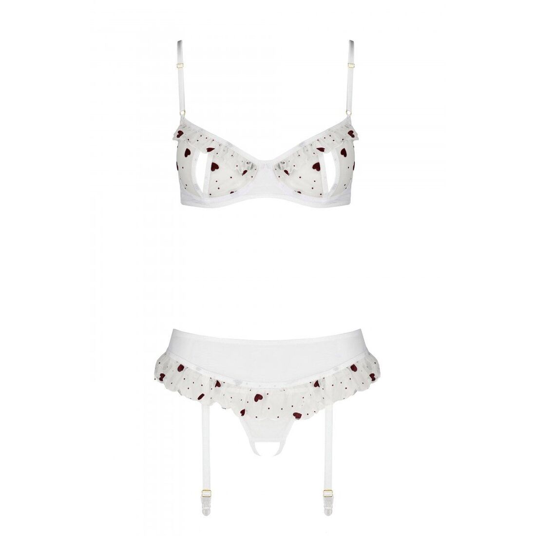 Passion (Польща) Сексуальний комплект з поясом для панчіх Passion LOVELIA SET XXL/XXXL, white
