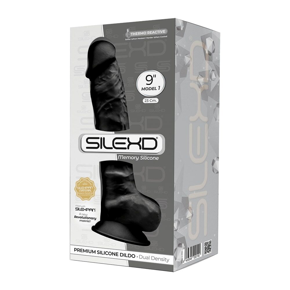 Фалоімітатор SilexD Tomas Black (MODEL 1 size 9in), двошаровий, силікон + Silexp