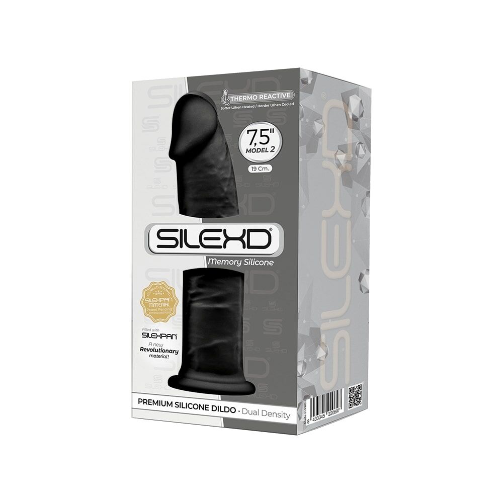 Фалоімітатор SilexD Henry Black (MODEL 2 size 7.5in), двошаровий, силікон + Sile
