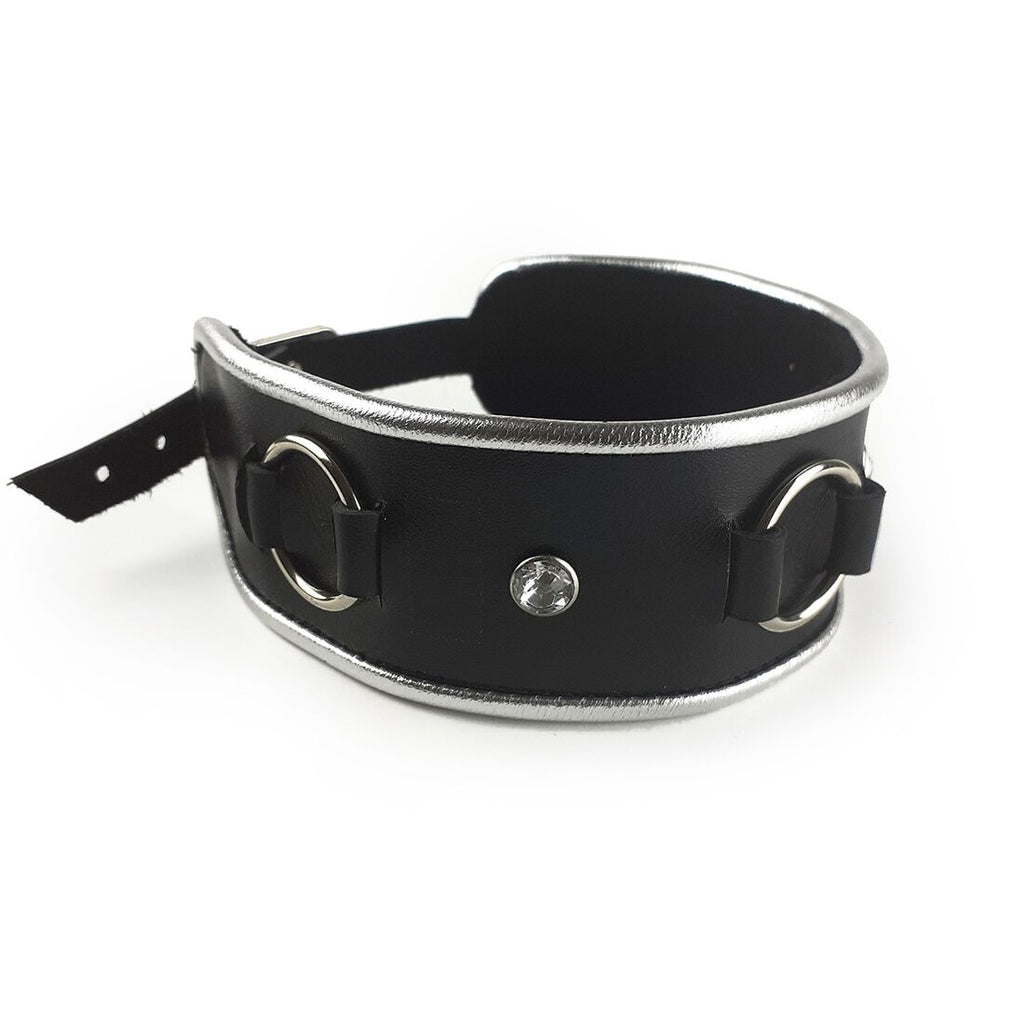 Art of Sex (Україна) Ошейник из натуральной кожи со стразами и кольцом Art of Sex -  Collar Ring