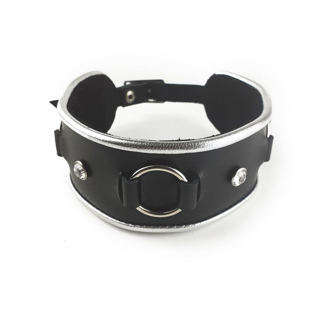 Art of Sex (Україна) Ошейник из натуральной кожи со стразами и кольцом Art of Sex -  Collar Ring