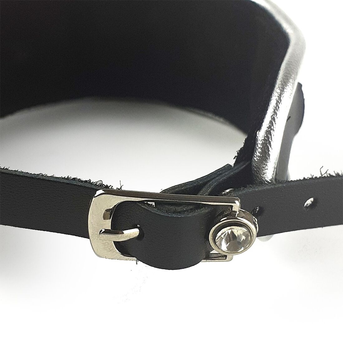 Art of Sex (Україна) Ошейник из натуральной кожи со стразами и кольцом Art of Sex -  Collar Ring