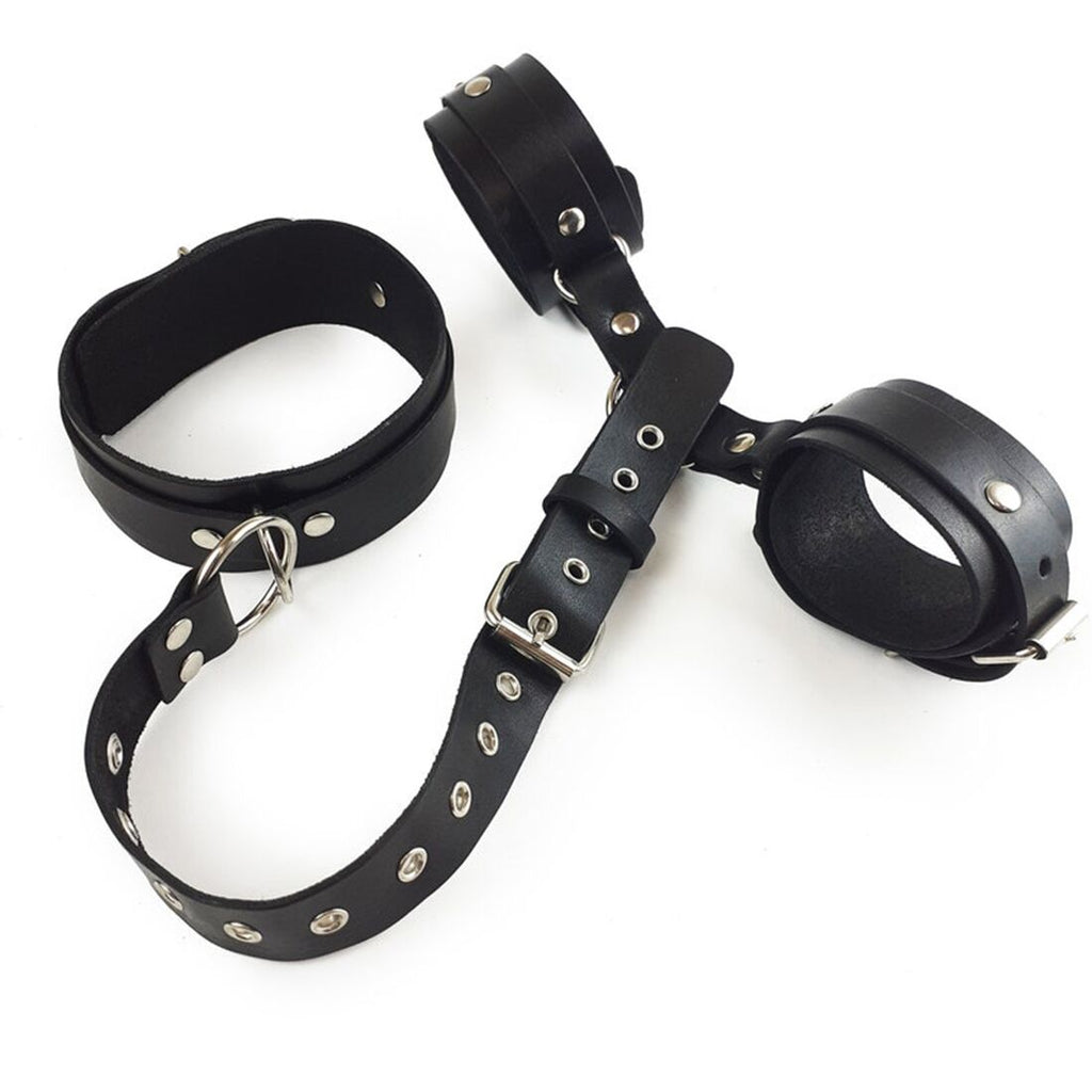 Art of Sex (Україна) Фіксатори для шиї та рук Art of Sex - Bondage Set з натуральної шкіри, колір чорний