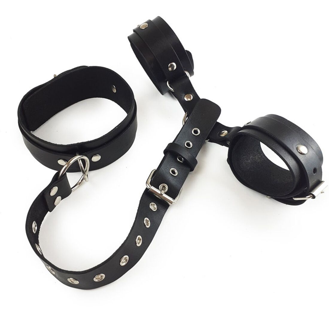 Art of Sex (Україна) Фіксатори для шиї та рук Art of Sex - Bondage Set з натуральної шкіри, колір чорний