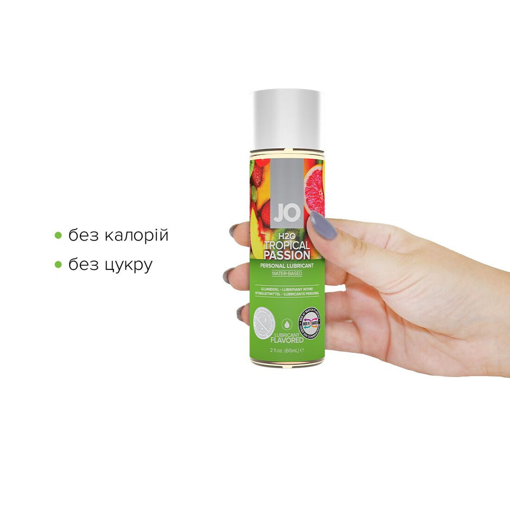JO (США) Змазка на водній основі JO H2O — Tropical Passion (60 мл) без цукру, рослинний гліцерин