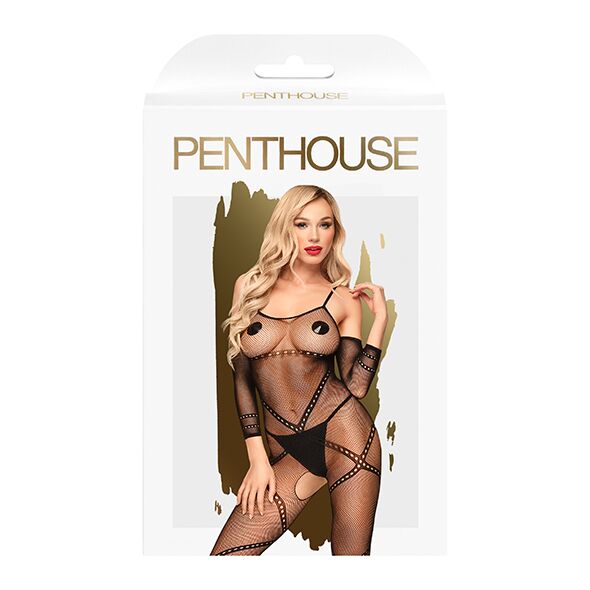 Penthouse (Німеччина) Бодістокінг з контрастним візерунком Penthouse - Under Arrest Black XL