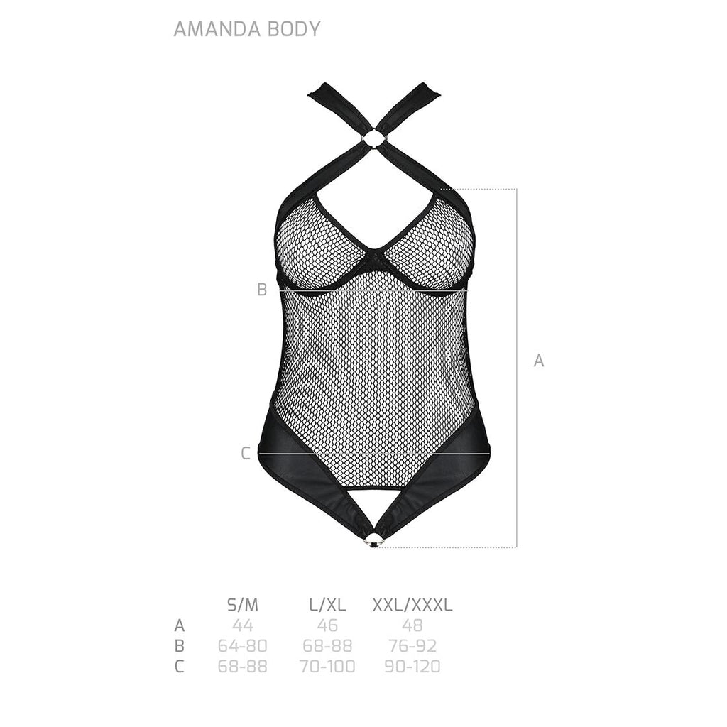 Passion (Польща) Сітчастий боді з халтером Passion Amanda Body L/XL, black