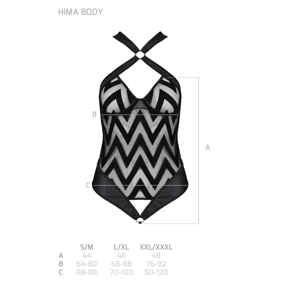 Passion (Польща) Сітчастий боді з халтером та ритмічним малюнком Passion Hima Body L/XL, black