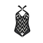 Сітчастий боді з халтером та ритмічним малюнком Passion Hima Body S/M, black