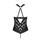 Сітчастий боді з халтером та ритмічним малюнком Passion Hima Body XXL/XXXL, blac