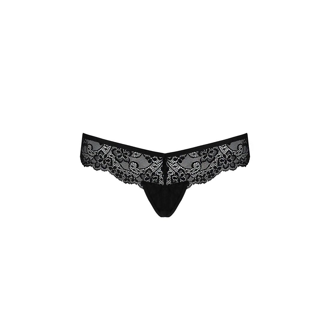 Passion (Польща) Мереживні трусики-танга з атласним бантиком Passion NAJA THONG XXL/XXXL, black