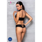 Комплект з еко-шкіри Passion NANCY BIKINI L/XL, black, бра та трусики з імітаціє