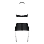 Комплект з еко-шкіри з імітацією шнурівки Passion NANCY SET L/XL black топ, трус
