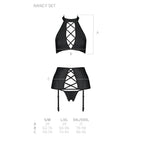 Комплект з еко-шкіри з імітацією шнурівки Passion NANCY SET L/XL black топ, трус
