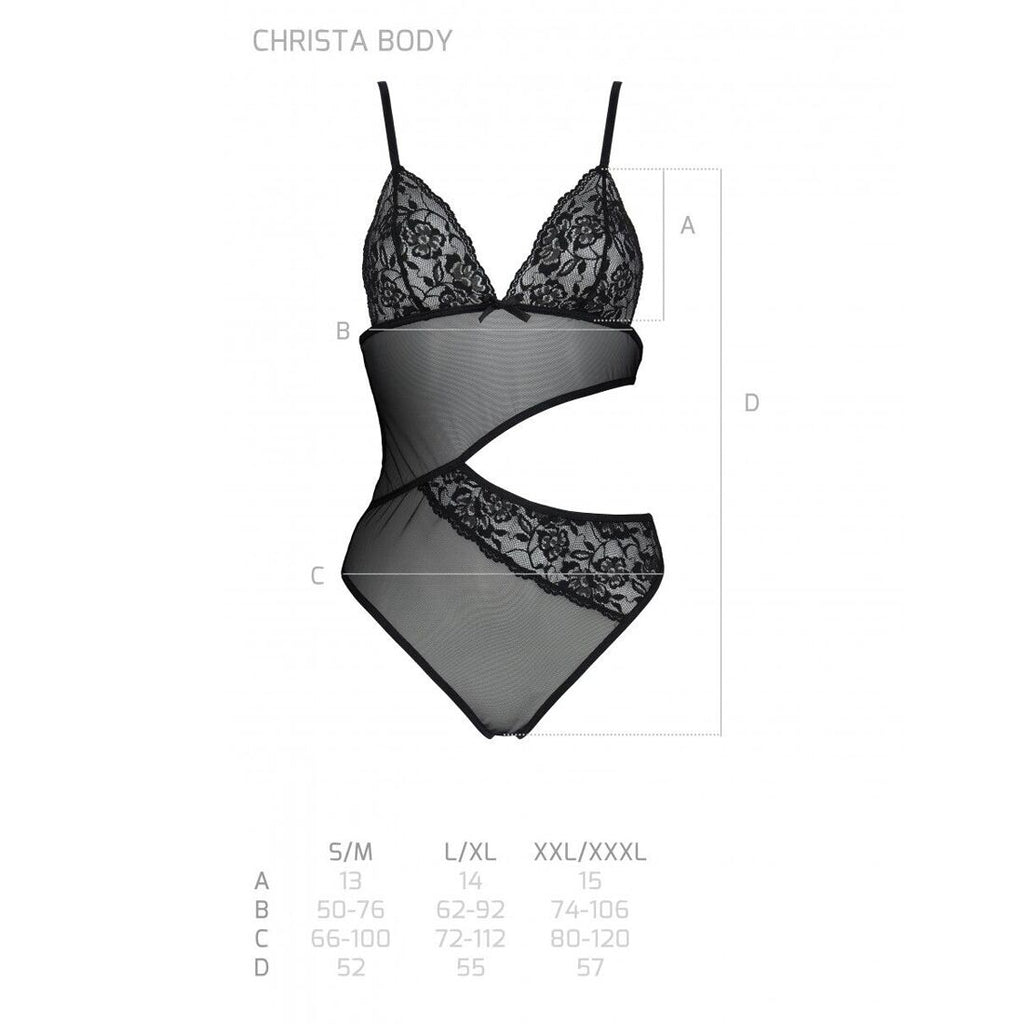 Passion (Польща) Боді з ажурним ліфом Passion CHRISTA BODY L/XL, black