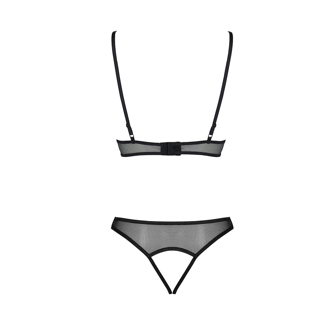 Passion (Польща) Комплект бралет з ажурним ліфом та відкритими трусиками Passion CHRISTA SET Open Bra XXL/XXXL black