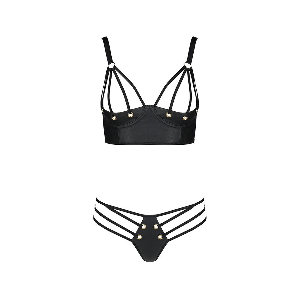 Комплект з екошкіри з люверсами та ремінцями Passion MALWIA BIKINI XXL/XXXL, bla