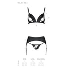 Комплект з екошкіри Passion MILEY SET, трусики, бюстгальтер, пояс для панчіх
