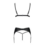 Комплект з екошкіри Passion MILEY SET, трусики, бюстгальтер, пояс для панчіх