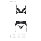 Комплект з екошкіри Passion MILEY SET XXL/XXXL, black, трусики, бюстгальтер, поя