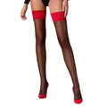 Passion (Польща) Панчохи Passion ST120 3/4 black-red, на ажурній силіконовій резинці, вишуканий декор та люрекс